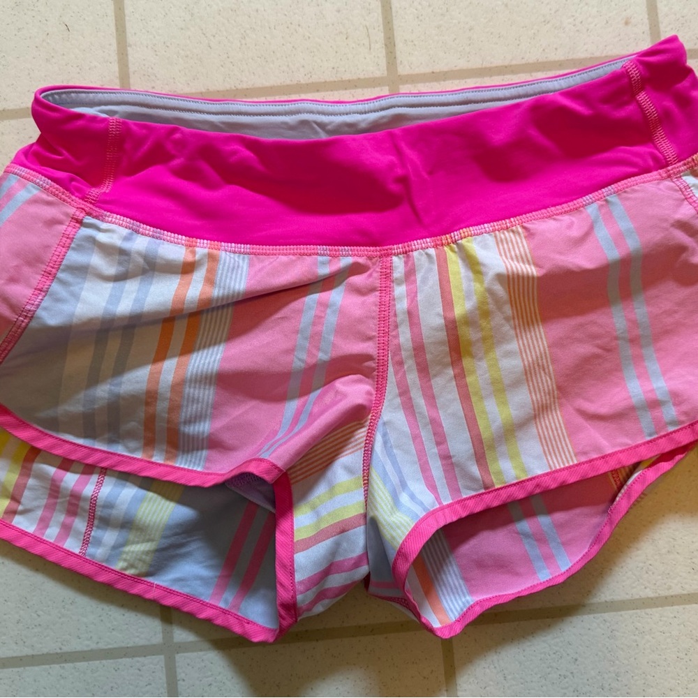 lululemon athletica Pink Multi-Stripe Athletic Shorts size 4 hottie hots
